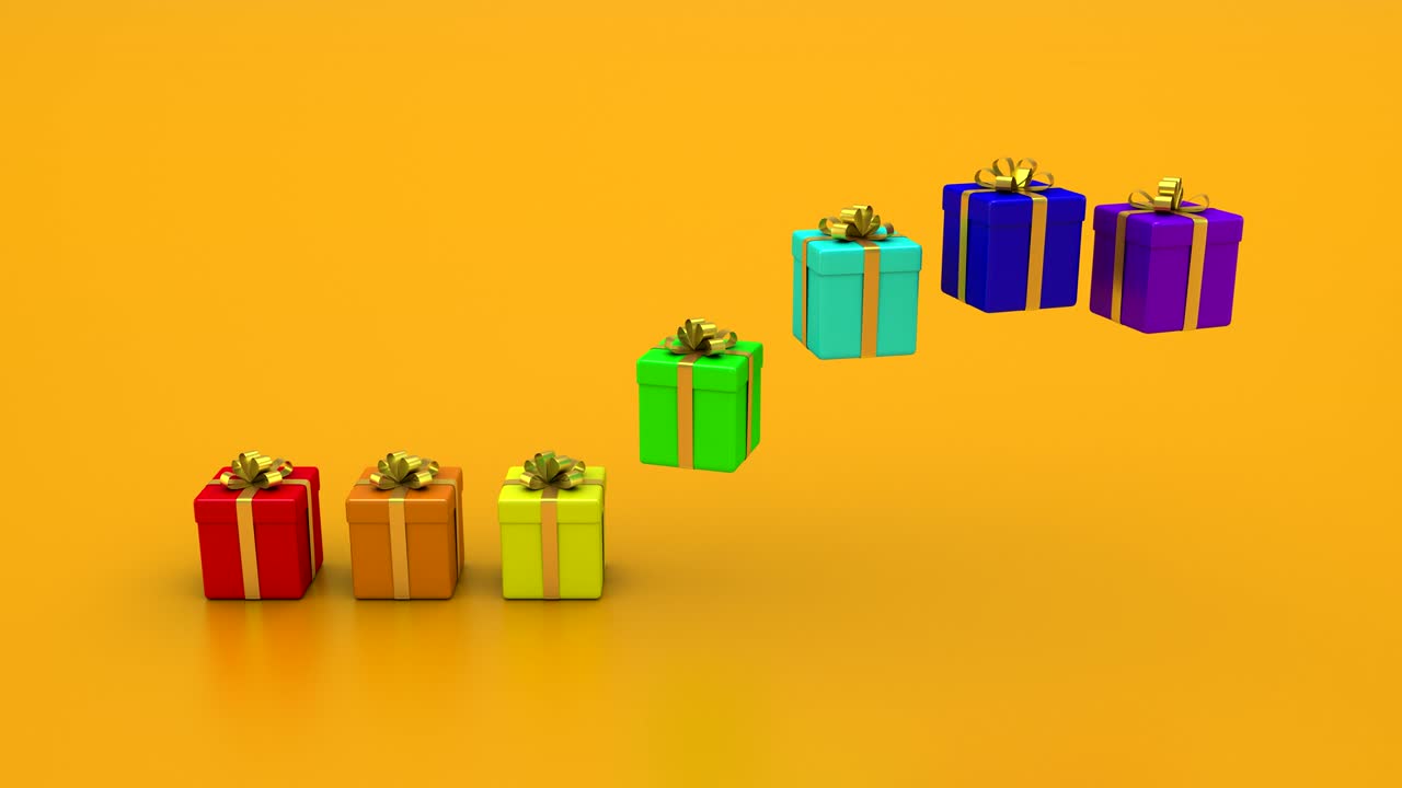 las cajas de regalos que saltan forman una onda