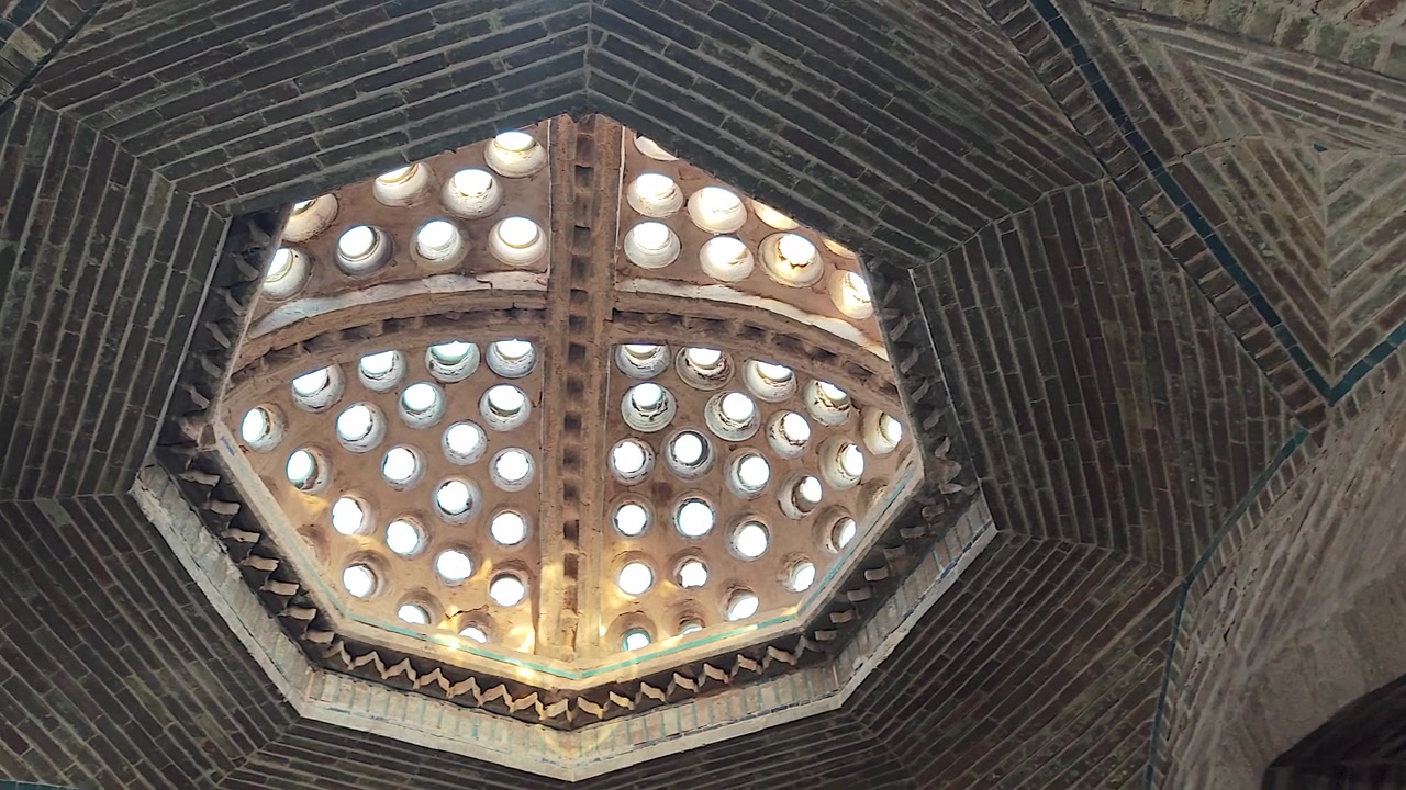 Low Angle View of Traditional Brick Dome with Circular Skylights