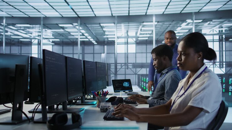 IT-personeel van het datacenter aan het werk