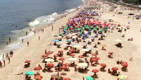 aerial view of famous ipanema beach during summer in rio de janeiro, brazil