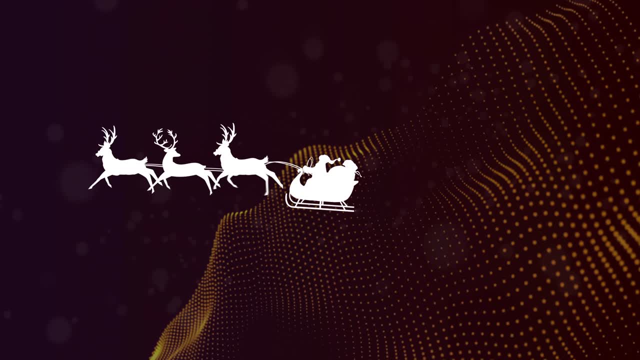 animación del trineo de santa sobre puntos en fondo marrón
