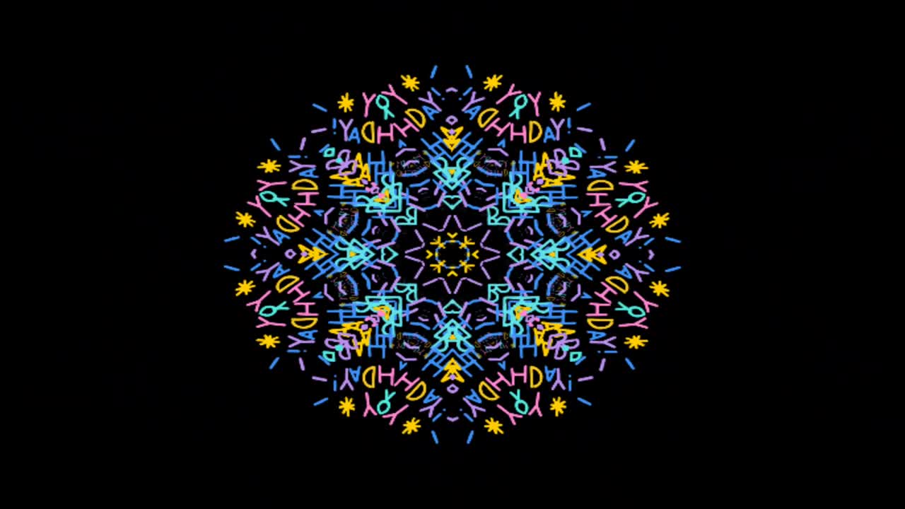 Värikäs abstrakti kaleidoskooppi-tekstikuvio taustana.
