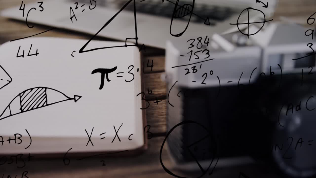 Animation of mathematical equations and data processing over camera