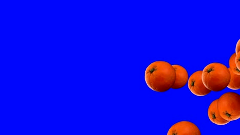 orange fruits transition animation on blue screen chroma key