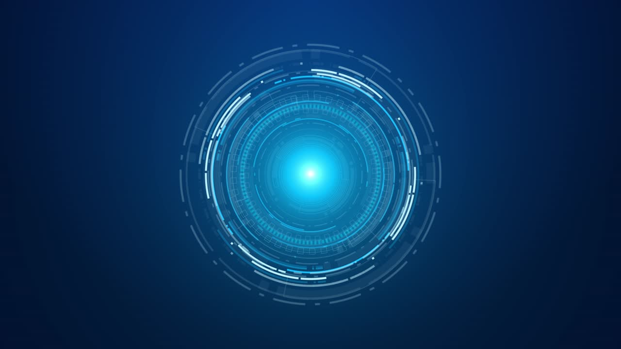Abstract technology animation glowing circular hud interface rotating rings digital elements