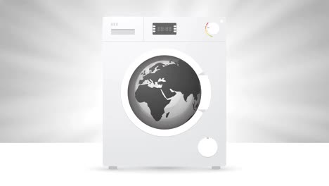 washing machine with planet earth motion background loop