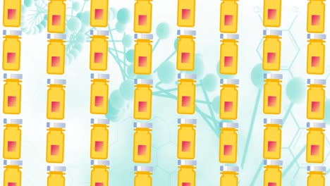 Animation-Von-Pillenschachtel-Symbolen-über-DNA-Strang