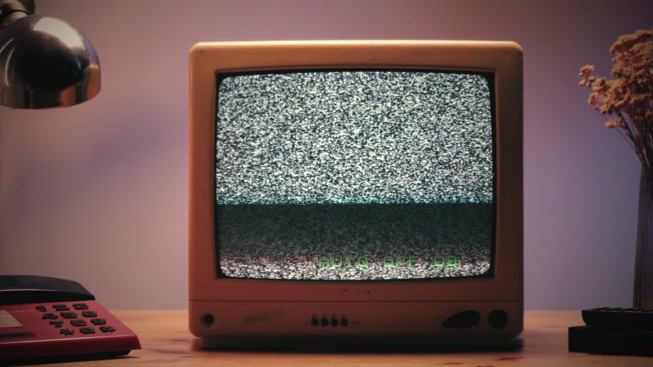 레트로 tv, 노스탈기적인 설정으로 빈티지 tv, 레트로 tv는 화면에 곡물을 표시합니다, 무서운 할로윈 밤 장치, 크로마 키 및 그린 스크린에 좋습니다.
