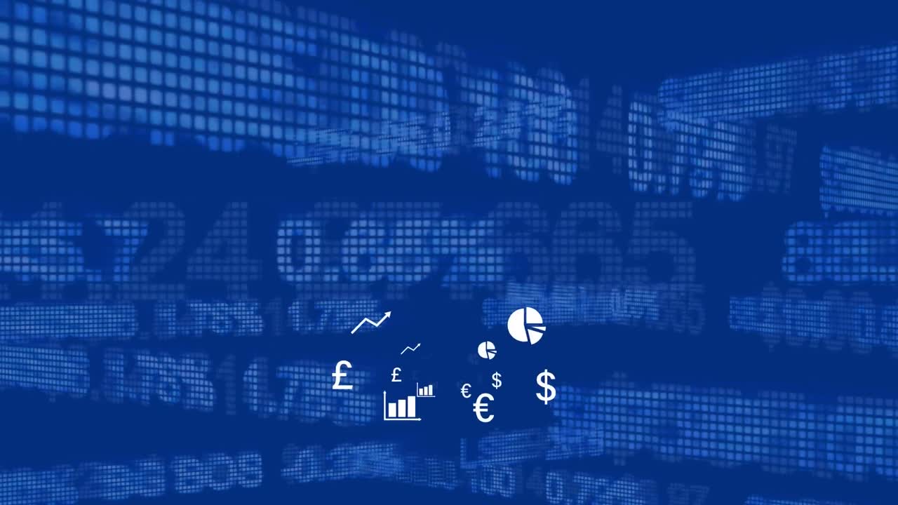 Business icons and financial data