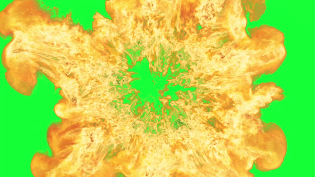 Fire animation on green screen background