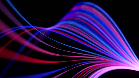 flujo de luz bg en 4k. fondo en bucle abstracto con rastros de luz, flujo de líneas de neón rojo azul en el espacio se mueven para formar formas espirales en bucle. fondo de diseño de movimiento moderno de moda. efecto de luz,