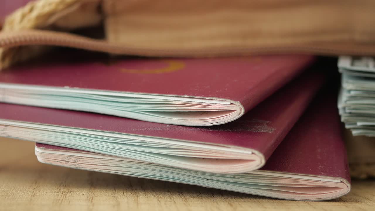 Passports and money in a bag