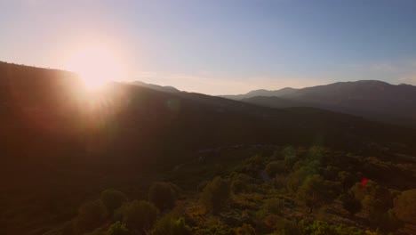 Aerial:-The-mountains-of-the-Greek-island-Samos-during-sunset