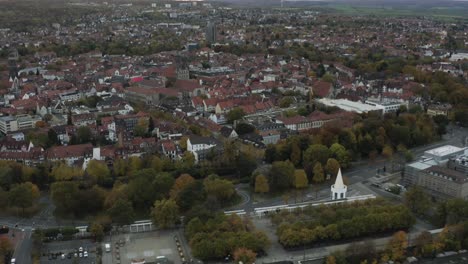 the university town göttingen aut sunrise on an autumn morning