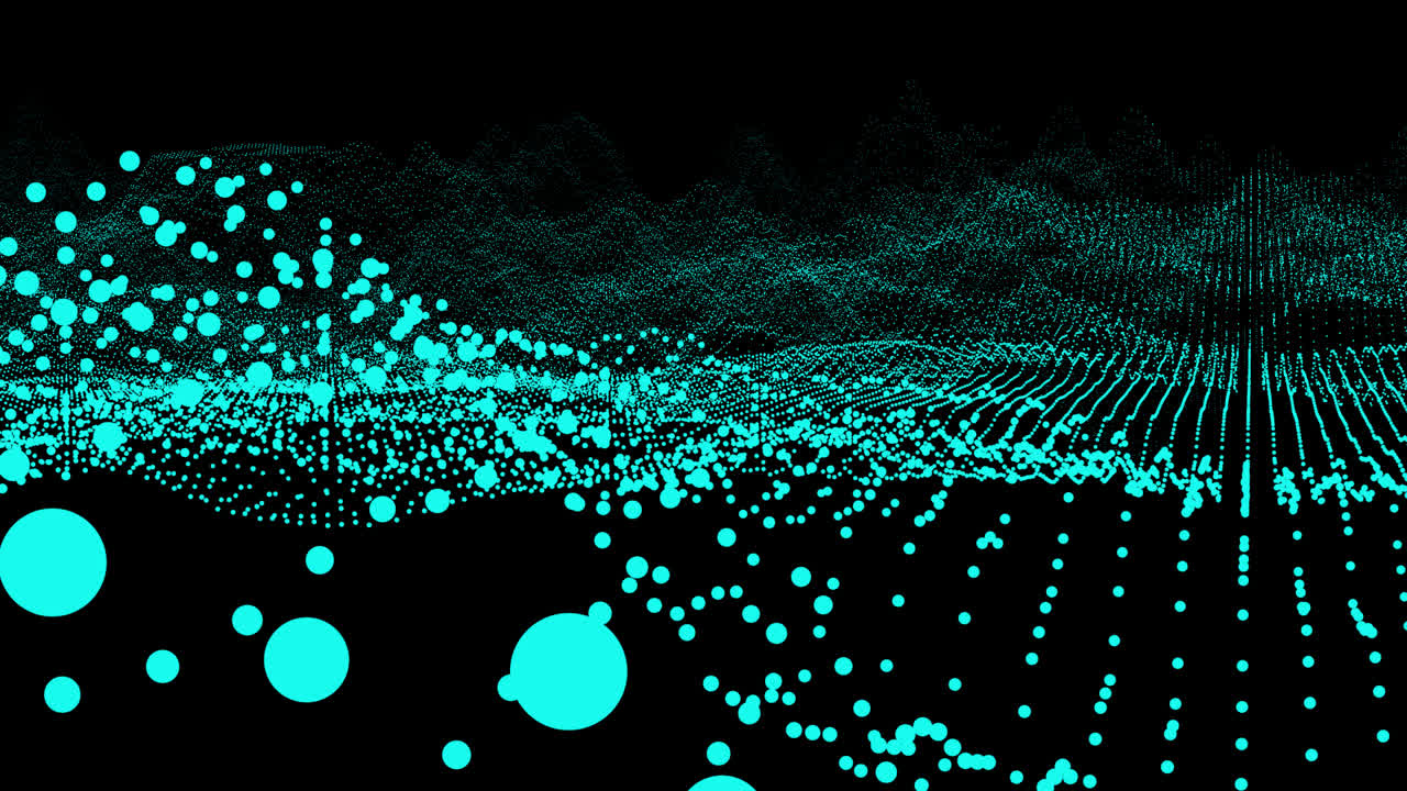 Blue Abstract Digital Particle Wave, Animation Digital Data Cyber Or Technology Background