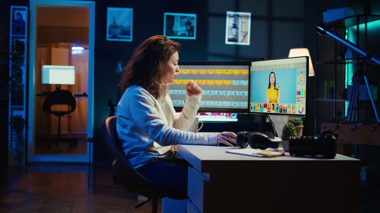 fotógrafo que utiliza herramientas profesionales de edición de fotos en la pantalla del ordenador