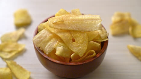 crispy banana chips - fried or baked sliced banana