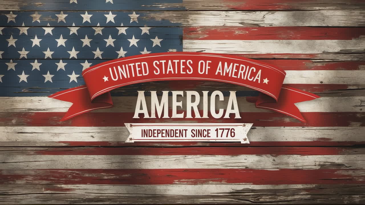 United States of America Flag with Independence Banner