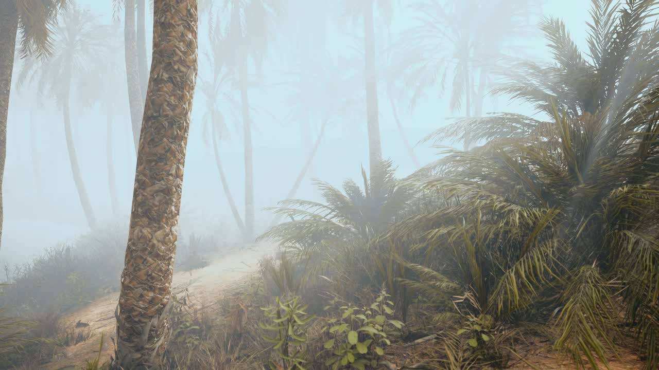 깊은 아침 안개 속에 있는 코코 ⁇   ⁇