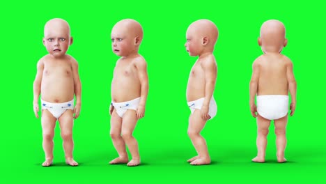 sad speaking baby, children. green screen realistic animation.