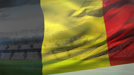 Romanian-flag-in-front-of-stadium-