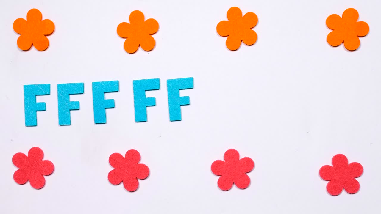 mucha danza azul de la letra f del alfabeto inglés.