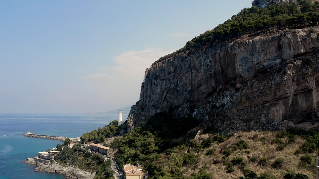 Coastal Landscape with Lighthouse and Town in Italy