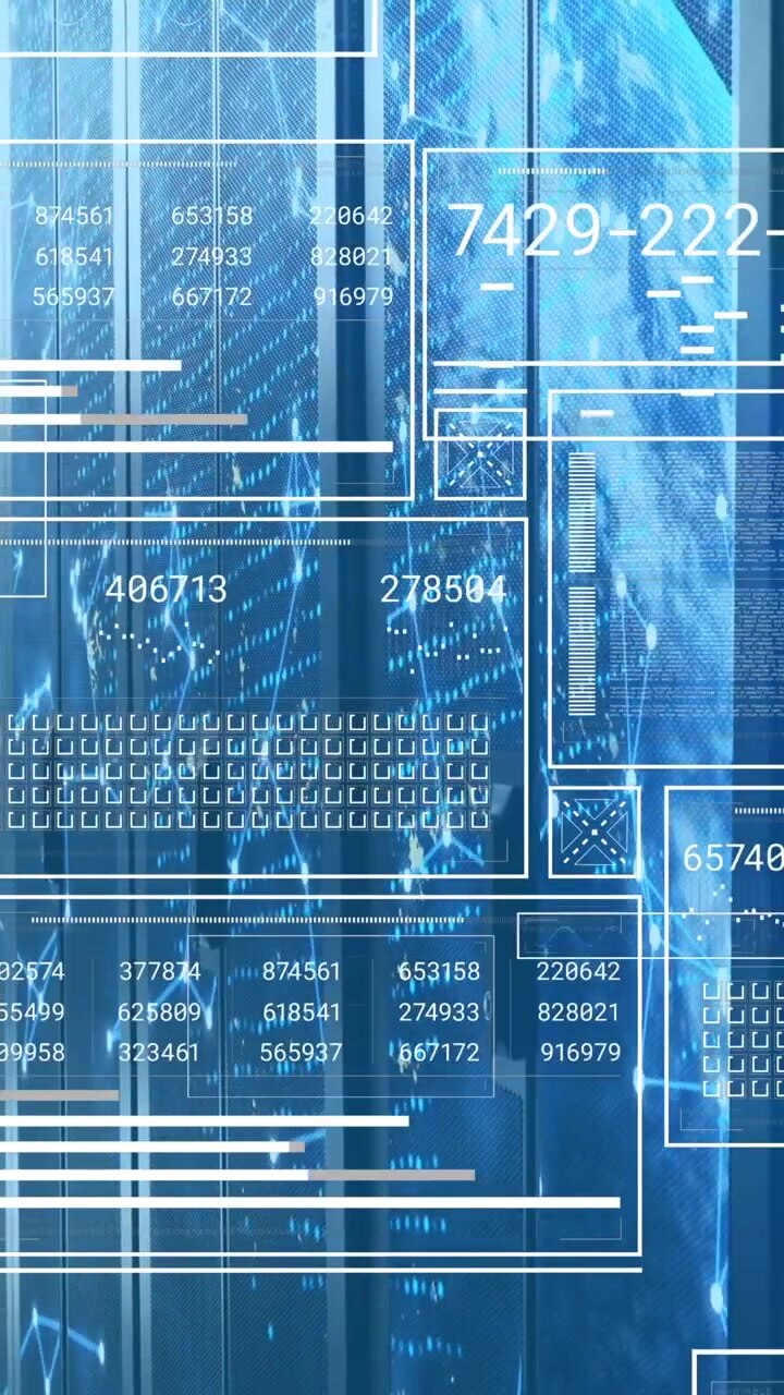 Animation of data processing over server room