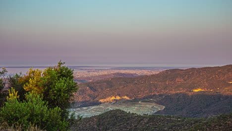 Timelapse-view-of-Limassol,-Cyprus-sunlight-moving-on-terrain