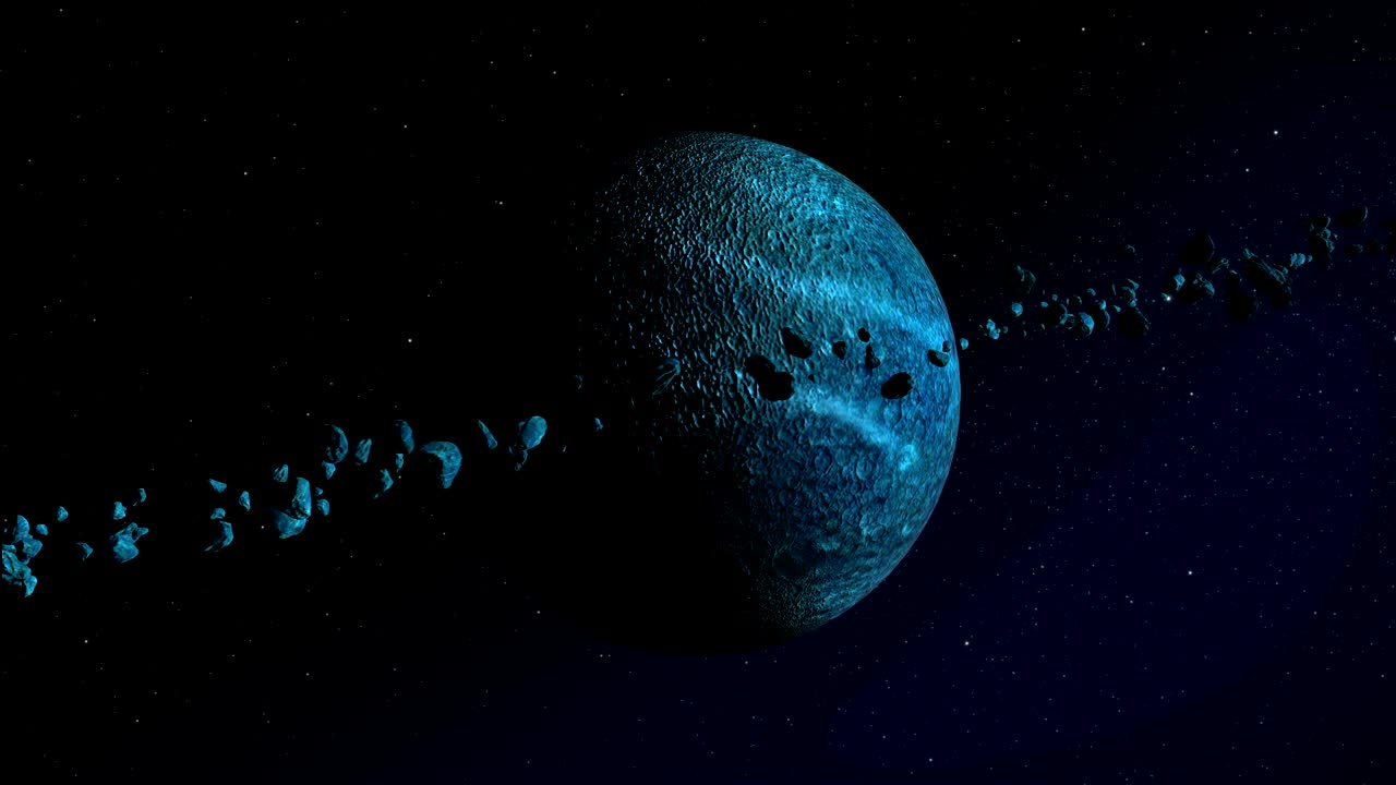 los planetas sin vida y los asteroides pasan volando