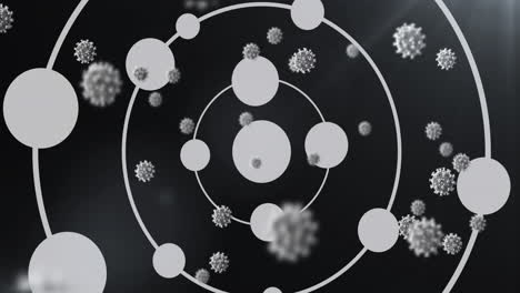 animación de las células del virus sobre círculos y manchas