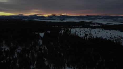 drone shot over forest at glimpse lake in british columbia, canada