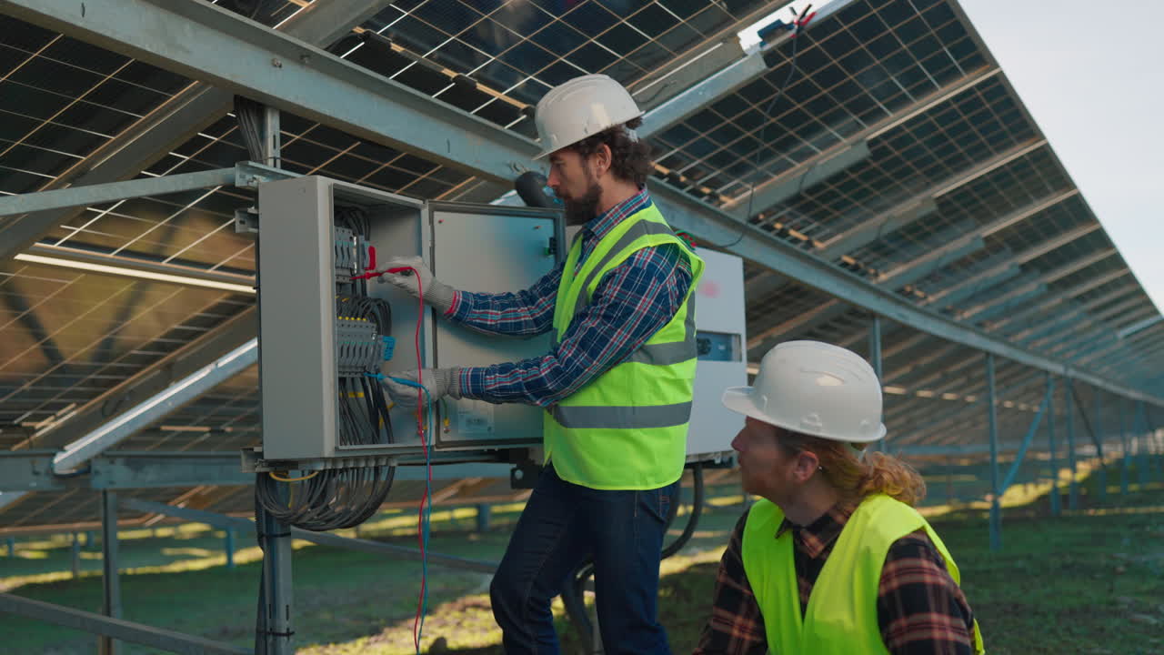 Engineers Inspecting Solar Panels