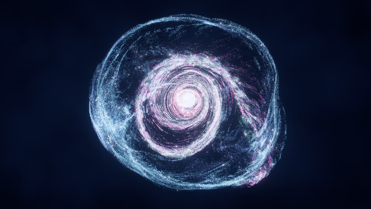 Colorful nebula with density glowing particles, 3d rendering.