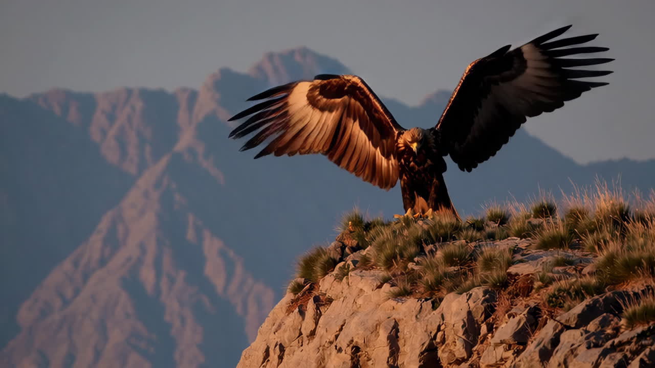 Golden Eagle Soaring Above the Mountains