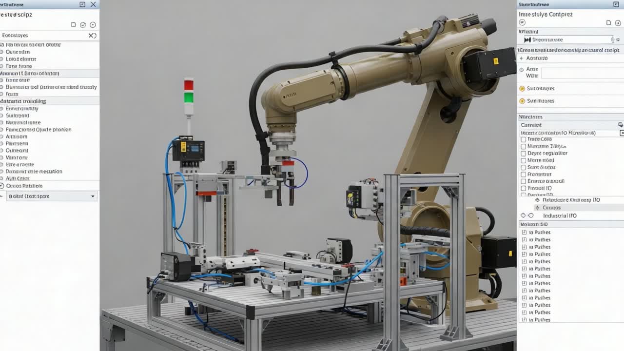 Advanced Industrial Robotic Arm in Action: Demonstrating Precision Handling and Control in Automated Manufacturing Processes