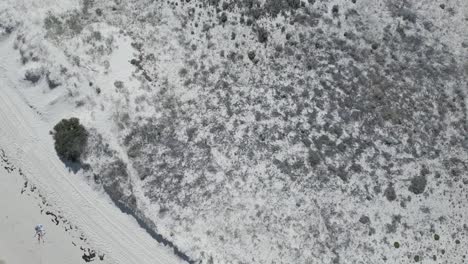 aerial view of paradisiacal beach in portugal with golden sands on a sunny day