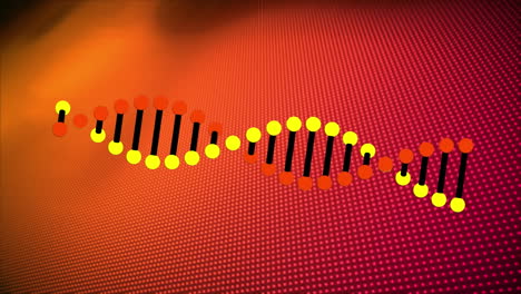 animación de la estructura del adn girando contra el patrón de puntos con fondo de gradiente texturizado