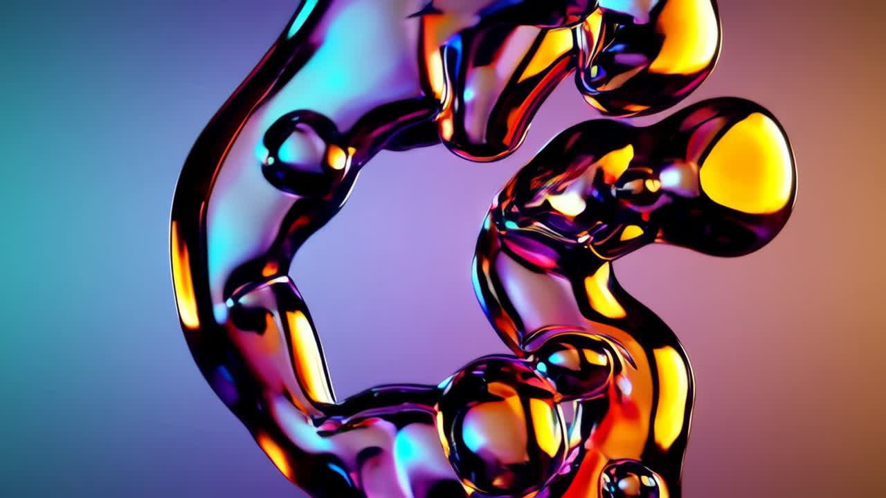 Abstract Liquid Shapes in Iridescent Colors