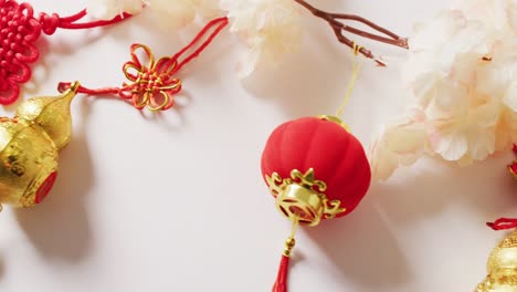 video of red chinese decorations on white background