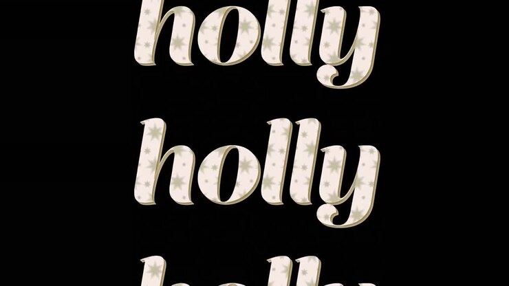 Animation of holly text in repetition at christmas on black background