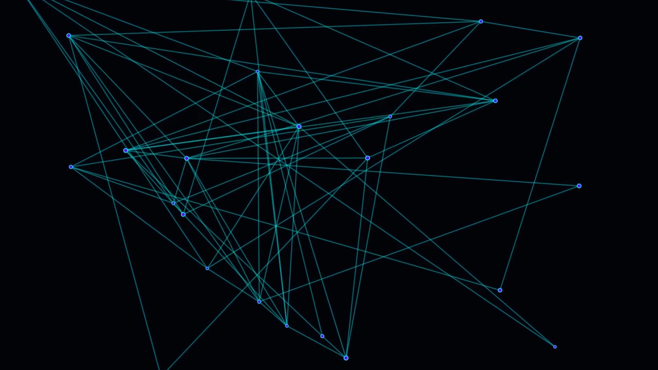 Connessione di rete digitale astratta con nodi e linee in movimento