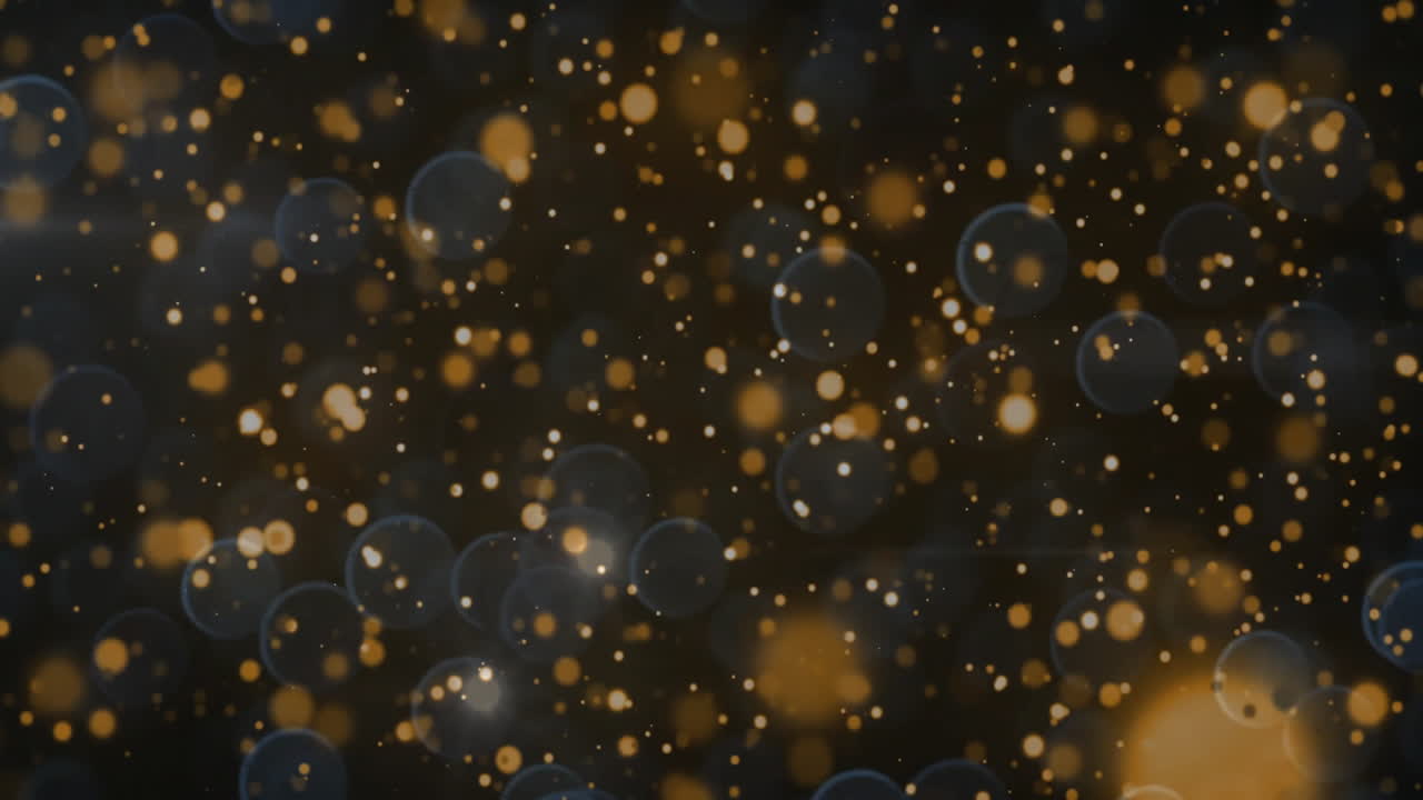 Animation of glowing light spots moving on seamless loop on dark background