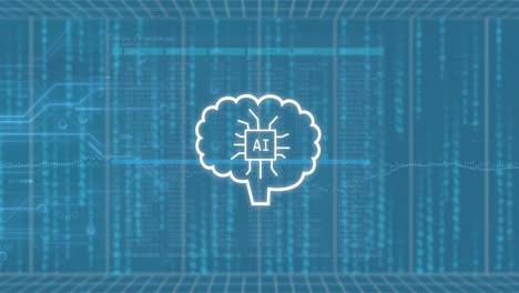 animación del procesamiento de datos sobre codificación binaria con iconos