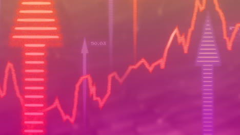 animación de gráficos financieros y análisis de datos en un fondo borroso