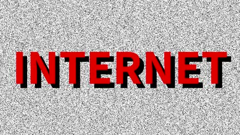 internet. palabra sobre el problema en la vieja pantalla ruidosa. interferencia de vhs en bucle. fondo animado vintage. video 4k