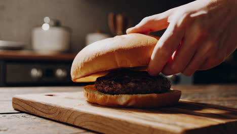 making a burger