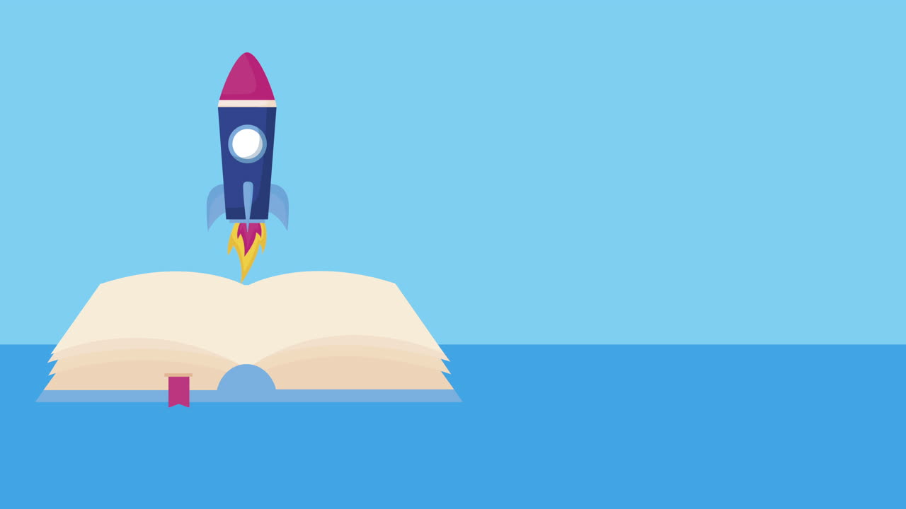 rocket launcher start up with book animation