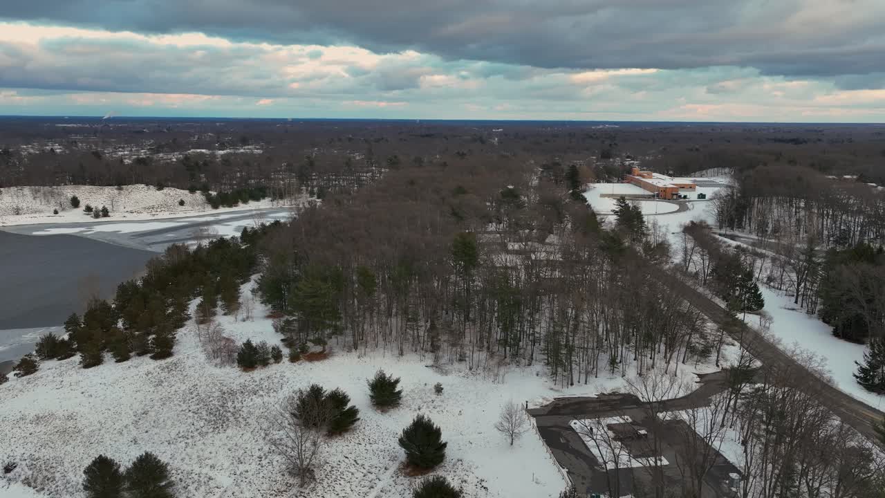 Muskegon during Winter as a storm rolls in from the west