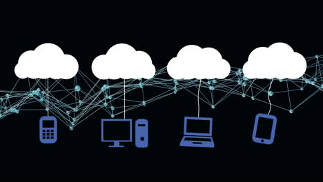 connecting electronic devices, cloud computing network with digital animation lines